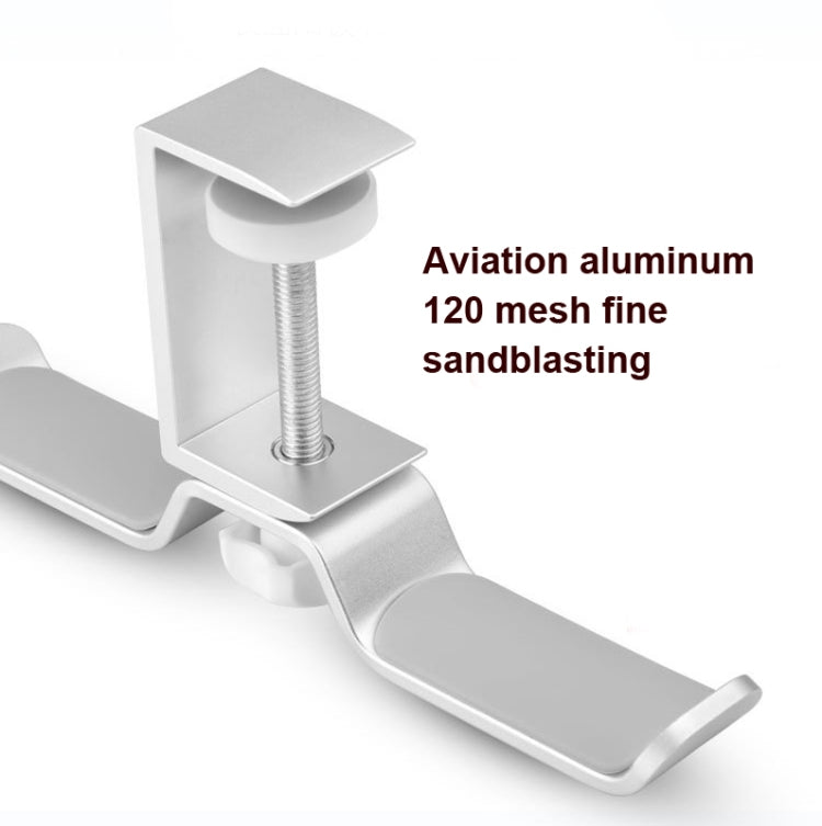 Universal Metal Headphone Double Bracket Headphone Hanger Desktop Lock Clip Headphone Display Shelf, Black, Silver